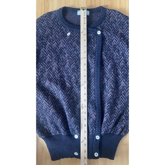 Tricots St Raphael 100% Virgin‎ Wool  Cardigan Sweater SM Herringbone Pearl VTG - Picture 8 of 11